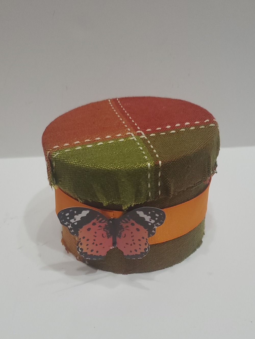 Decorative Stand For Battery Operated Candle w/Butterfly Accent - Green & Orange